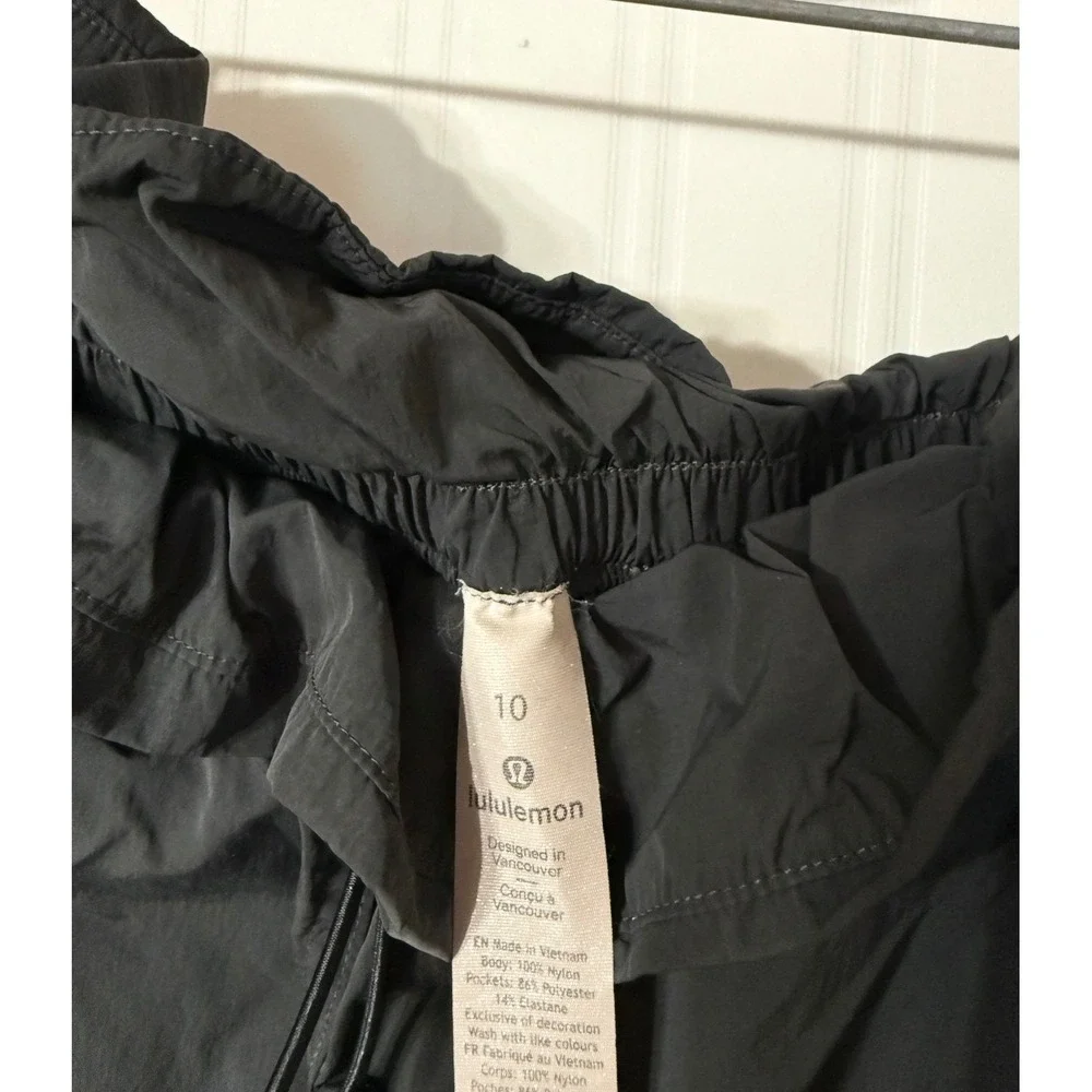 Lululemon‎ Lab Black Paperbag Waist Track Pants Nylon Tapered Athletic Womens 10